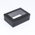 Коробка подарочная складная, упаковка, крышка-дно, с окном, чёрная, 24×17×8 см - Фото 3