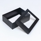 Коробка подарочная складная, упаковка, крышка-дно, с окном, чёрная, 24×17×8 см - Фото 5