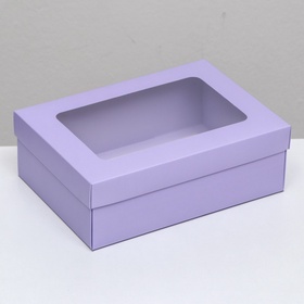 Коробка подарочная складная, упаковка, крышка-дно, с окном, сиреневая, 24?17?8 см (комплект 5 шт)