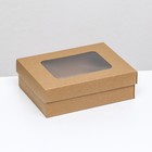 Коробка складная, крышка-дно, с окном, крафт, 16,5 х 12,5 х 5,2 см - фото 320130842