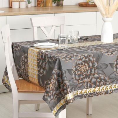 Клеёнка на стол «В саду», на тканевой основе, рулон 20 м, ширина 137 см, чёрная