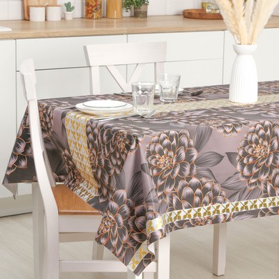 Клеёнка на стол «В саду», на тканевой основе, рулон 20 м, ширина 137 см, сиреневая