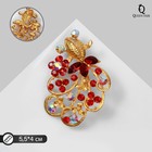 Брошь «Рыбка» с ажурным хвостом, красная в матовом золоте - Фото 1