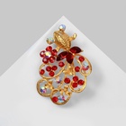 Брошь «Рыбка» с ажурным хвостом, красная в матовом золоте - Фото 3