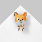 Брошь «Собачка» сиба ину с бантиком, цвет бело-оранжевый в золоте - фото 301667465