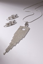 Гарнитур 2 предмета: кулон, серьги «Водопад», квадрат, белые в серебре - Фото 5