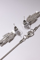 Гарнитур 2 предмета: кулон, серьги «Водопад», квадрат, белые в серебре - Фото 6