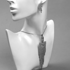 Гарнитур 2 предмета: кулон, серьги «Водопад», квадрат, белые в серебре - Фото 4