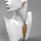 Гарнитур 2 предмета: кулон, серьги «Водопад» квадрат, цвет белый в золоте - Фото 4