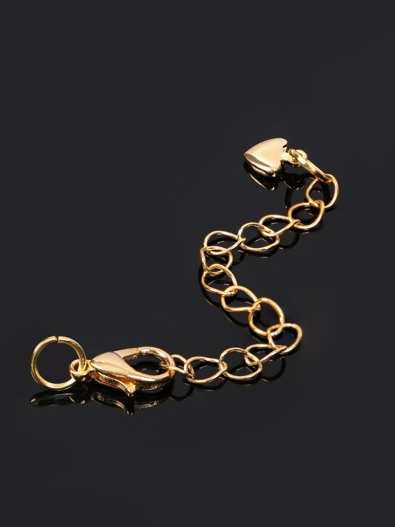 Замок-карабин родированный 1,2 х 0,5 см "Сердечко" с удлинителем 5,5 см ...