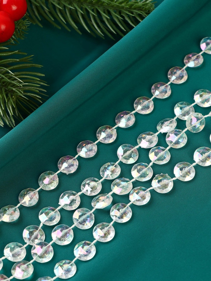 Бусы на ёлку «Льдинка», длина 2.7 м, d=10 мм, прозрачные, перламутровые - Фото 1