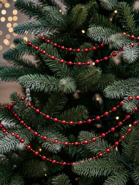 Бусы на ёлку «Льдинка», 2.7 метров, d=7 мм, гранёные бусины, красный