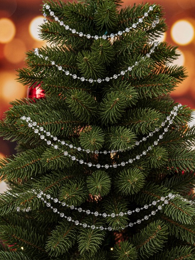 Бусы на ёлку «Льдинка», длина 2.7 м, d=7 мм, прозрачные, перламутровые