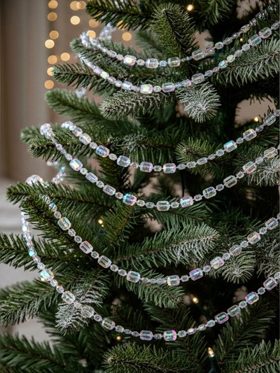 Бусы на ёлку «Льдинка», длина 2.7 м, d=12 мм, прозрачные, перламутровые