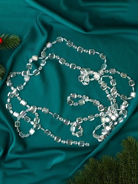 Бусы на ёлку «Льдинка», длина 2.7 м, d=12 мм, прозрачные, перламутровые (комплект 2 шт)