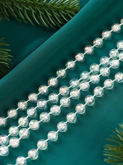 Бусы на ёлку «Лёд», длина 2.7 м, d=5 мм, прозрачные перламутровые