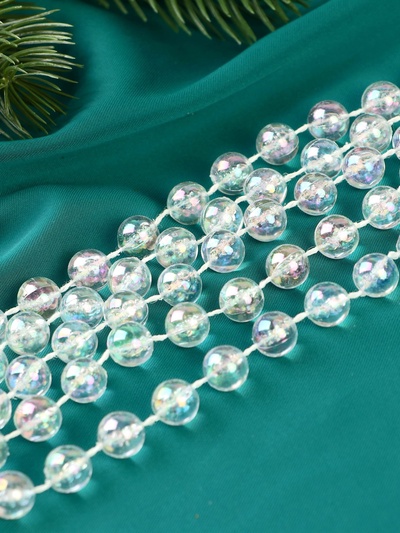 Бусы на ёлку 2 м d=10 мм «Льдинка» классика, прозрачный перламутр