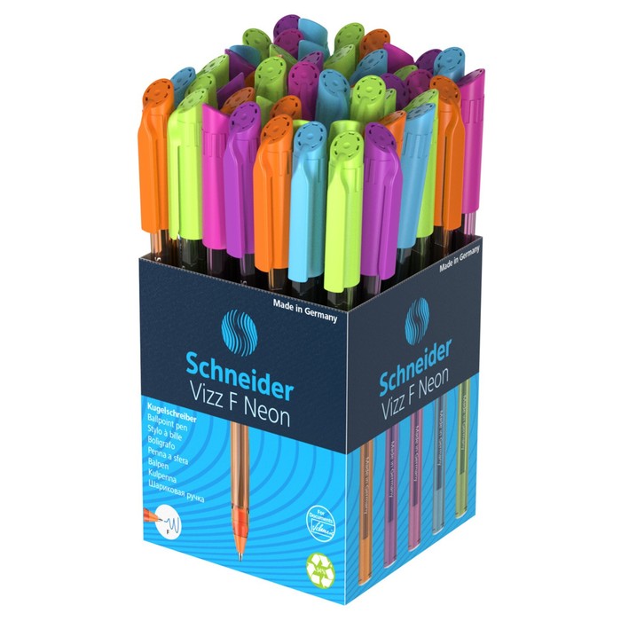 Ручка шариковая Schneider "Tops 505 F Candy", узел 0.8 мм, синие чернила, корпус неон микс