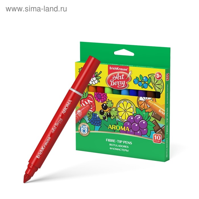 Фломастеры утолщённые 10 цветов Artberry, ароматизированные, узел с шириной письма 1-7 мм, европодвес - Фото 1