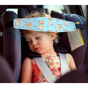 Повязка-фиксатор детская лицевая, для поддержки головы в автокресле, жирафик, синяя