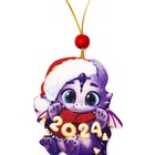 Ёлочная игрушка - подвеска деревянная «Новый год! Дракончик в шапочке» - Фото 3