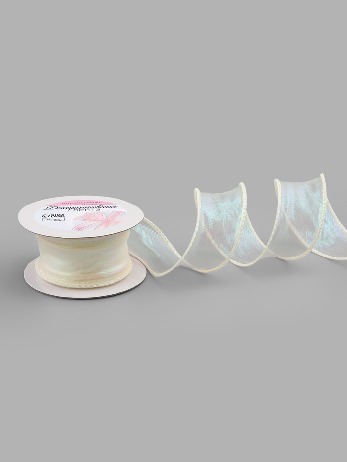 Лента капроновая «Волна», с радужным переливом, 38 мм, 9.1±0.5 м, бежевая