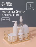 Органайзер для хранения косметических принадлежностей «РАФАЭЛЬ», 17×12×6 см, цвет золотистый - Фото 1