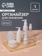 Органайзер для хранения косметических принадлежностей «РАФАЭЛЬ», 24.5×16.5×6.5 см, цвет золотистый - Фото 1