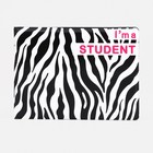 Обложка для студенческого билета, 10,7*0,3*8 см, "принт-зебра", белый-черный