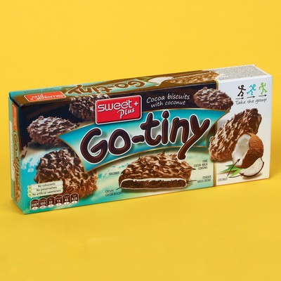 Печенье GO-TINY какао с молочным кремом, какао-молочной глазурью и кокосов. стружкой, 130 г