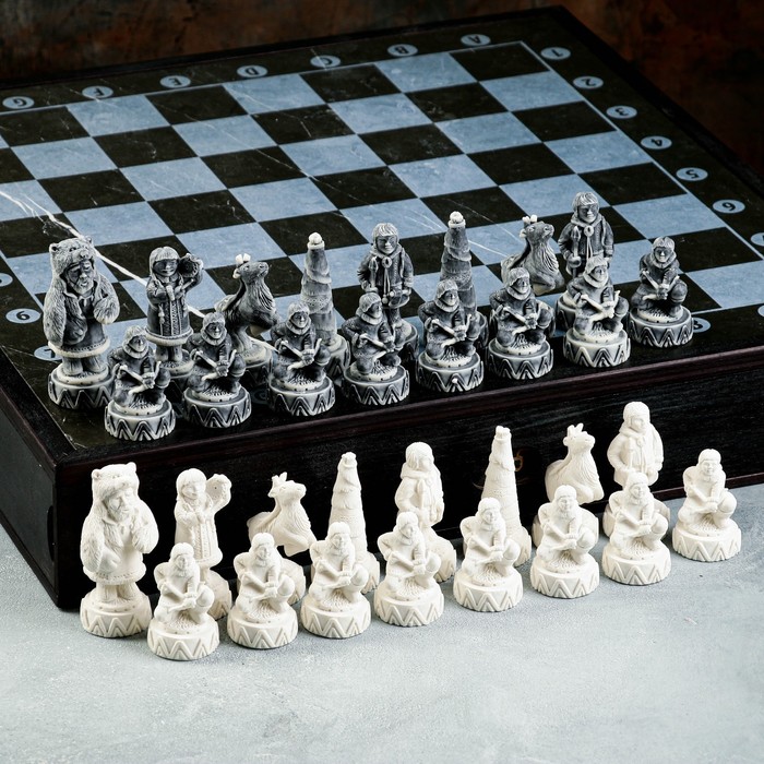 Шахматы "Север" 32шт/8см, в комплекте фигуры и доска - фото 1906402162