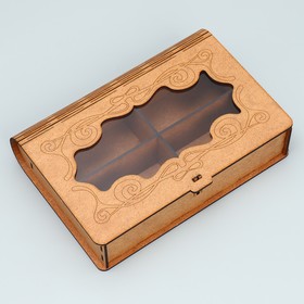 Деревянная коробка с ячейками «Вензеля», 22 х 12.5 х 5 см