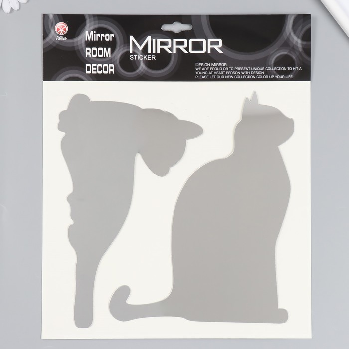 Наклейка интерьерная зеркальная "Две кошки" 38х31 см - Фото 1