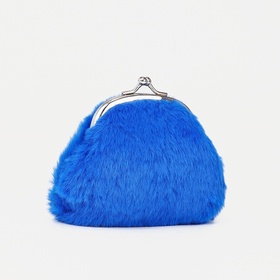 Кошелёк-монетница на фермуаре, 10×2×9 см, плюшевый, синий