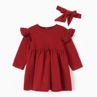 Платье и повязка Крошка Я Cherry Red, рост 62-68, вишневый - фото 26661037