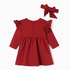 Платье и повязка Крошка Я Cherry Red, рост 62-68, вишневый - Фото 8