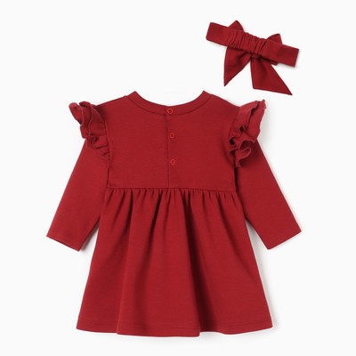 Комплект для девочки (платье, повязка) «Крошка Я» Cherry Red, рост 86-92 см, вишнёвое