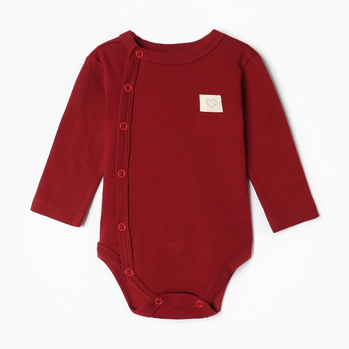 Боди с длинным рукавом Крошка Я Cherry Red, рост 62-68, вишневый - Фото 1