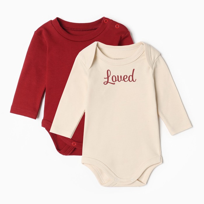 Комплект боди Крошка Я Loved, 2 шт., рост 86-92, бежевый - Фото 1