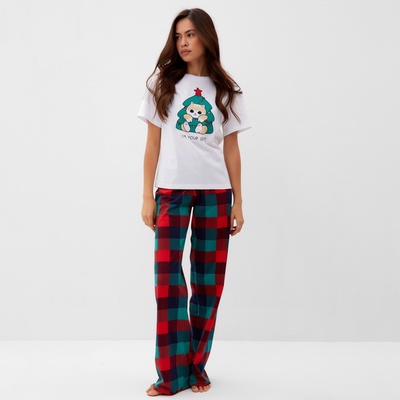 Пижама новогодняя женская (футболка, брюки) KAFTAN Gift, размер 52-54