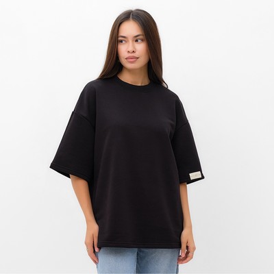 Футболка с нашивкой женская MIST Base, чёрная, размер 42