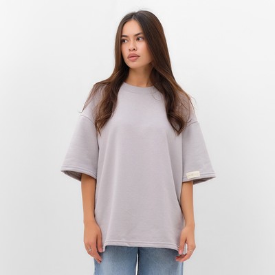 Футболка с нашивкой женская MIST Base, светло-серая, размер 42