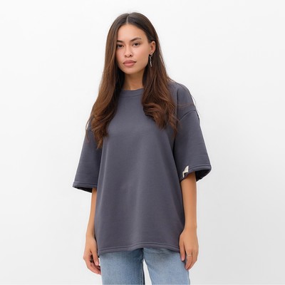 Футболка с нашивкой женская MIST Base, графит, размер 42