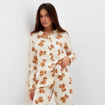 Пижама женская (рубашка, брюки) KAFTAN «Мишка», размер 48-50
