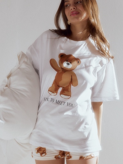 Пижама женская (футболка, шорты) KAFTAN «Мишка», размер 44-46