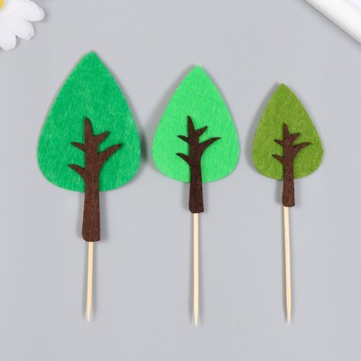 Декор для творчества войлок «Фигурные деревья», набор 3 шт., h=6.5, 8, 11 см