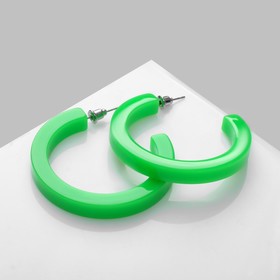 Серьги акрил «Кольцо», цвет зелёный, d=4,5 см