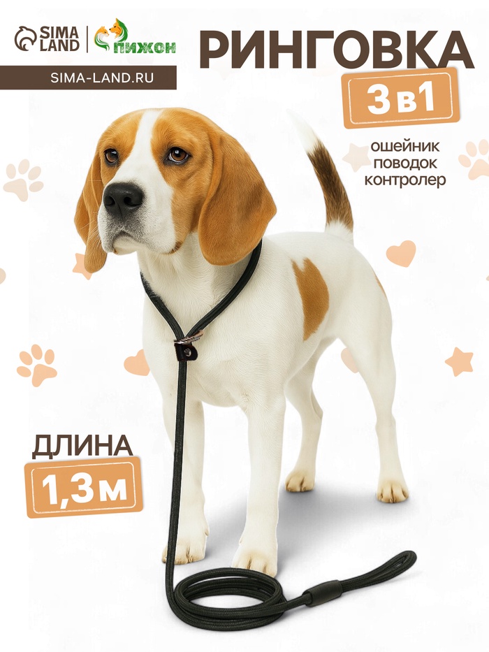 Ринговка для собак, 130×1 см, чёрная - Фото 1