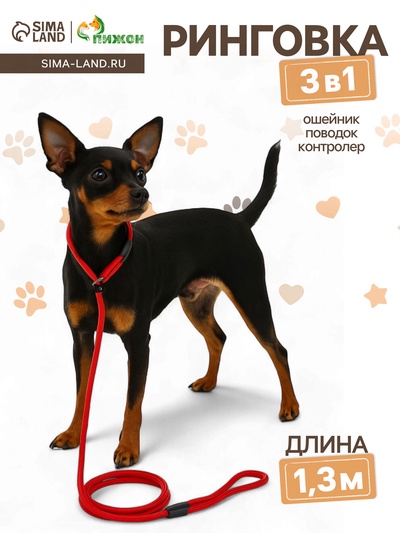 Ринговка для собак, 130×0.6 см, красная