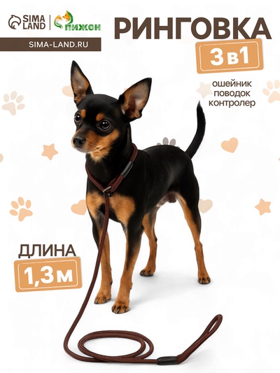Ринговка для собак, 130×0.6 см, коричневая